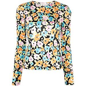 STINE GOYA NOVA Colourful WATER coluor Floral Print Long Sleeve Fitted Top M